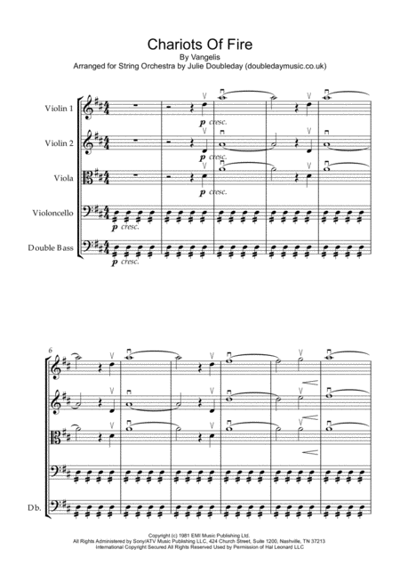 Chariots Of Fire For String Orchestra Score And Parts Sheet Music