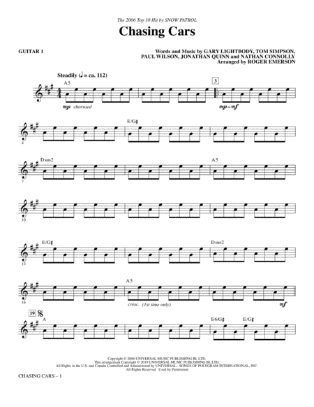 Chasing Cars Arr Roger Emerson Guitar 1 Sheet Music