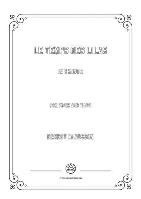 Chausson Le Temps Des Lilas In B Minor For Voice And Piano Sheet Music