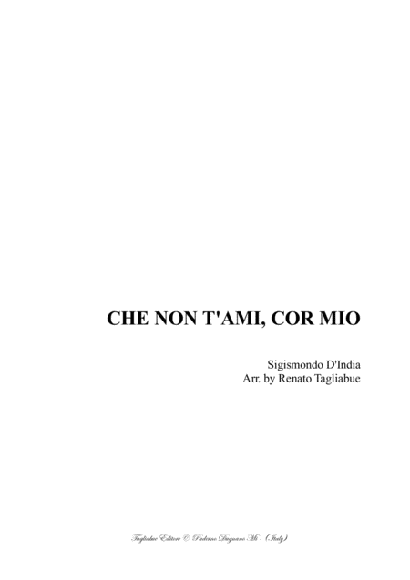 Free Sheet Music Che Nont Ami Cor Mio Sigismondo D India Arr For Ssttb Choir