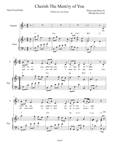 Free Sheet Music Cherish The Mem Ry Of You