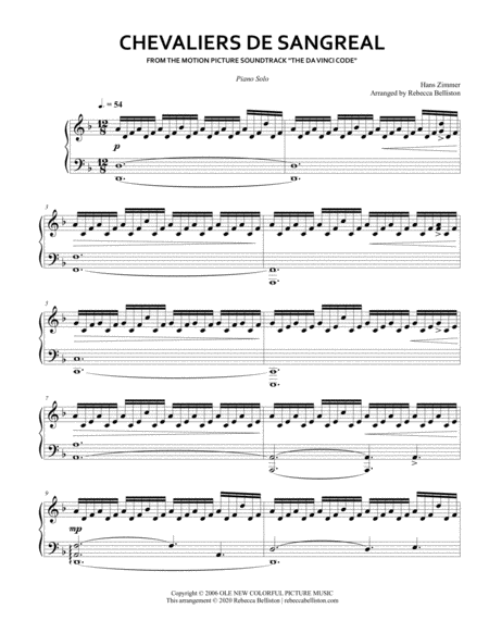 Chevaliers De Sangreal Piano Solo Sheet Music