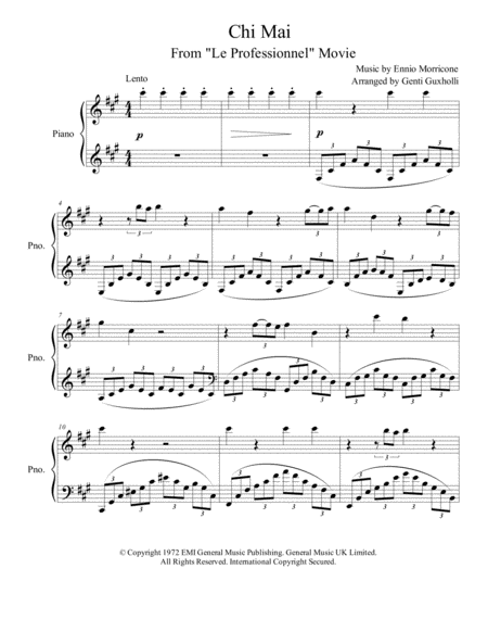 Chi Mai Piano Solo Sheet Music