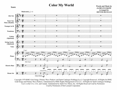 Free Sheet Music Chicago Color My World Jazz Combo With Vocal