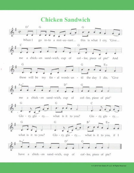 Free Sheet Music Chicken Sandwich