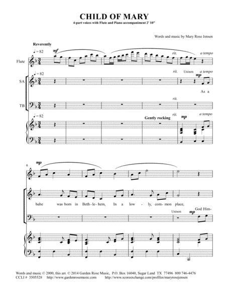 Child Of Mary Satb Choral Anthem Sheet Music