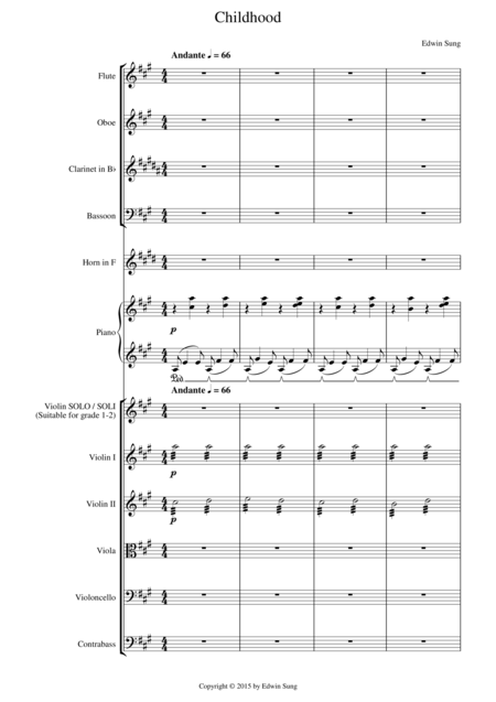 Free Sheet Music Childhood For Violin Solo Soli Grades 1 2 And Orchestra