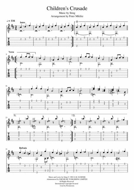 Free Sheet Music Childrens Crusade Standard Notation And Tab