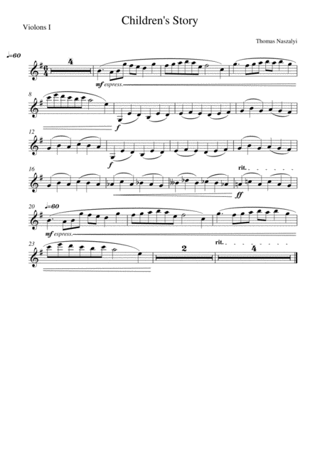 Childrens Story Violin 1 Part Sheet Music