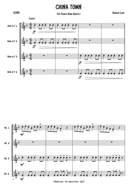 China Town French Horn Quartet Sheet Music