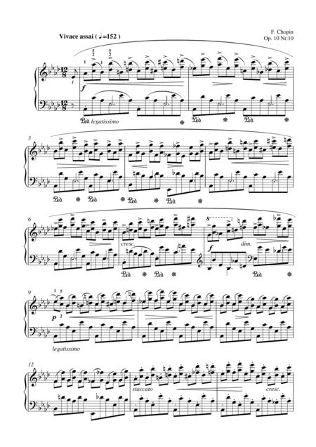 Free Sheet Music Chopin Etude Op 10 No 10