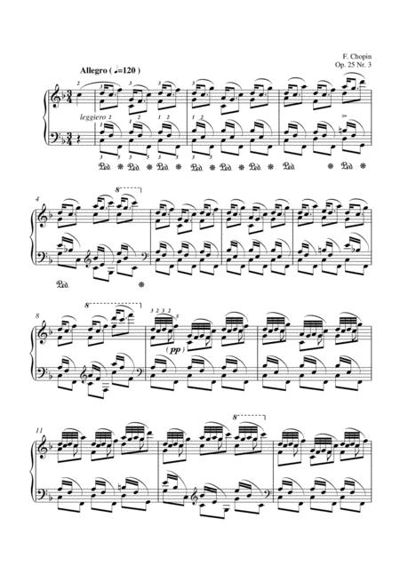 Free Sheet Music Chopin Etude Op 25 No 3