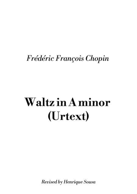 Free Sheet Music Chopin Frdrick Franois Waltz In A Minor