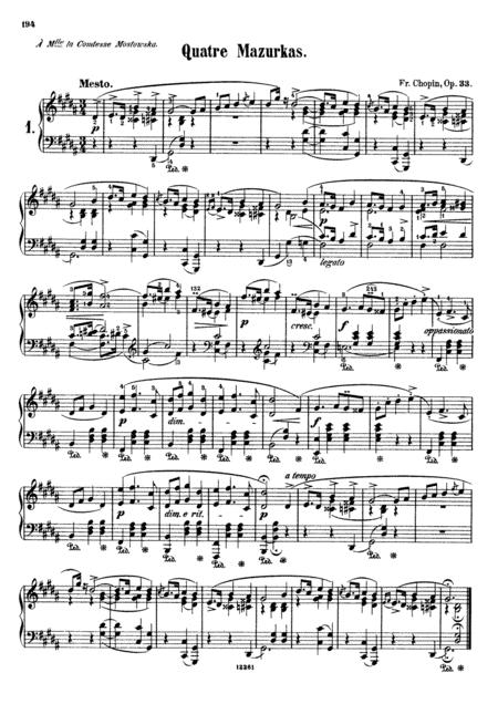 Chopin Mazurka Op 33 No 1 To No 4 Full Complete Version Sheet Music