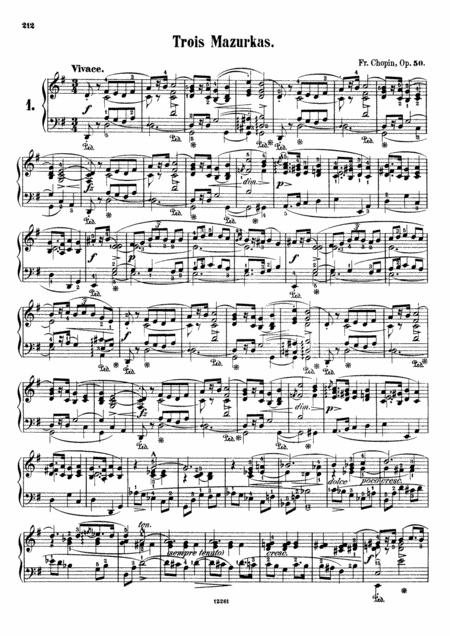 Chopin Mazurka Op 50 No 1 In G Major Original Version Sheet Music