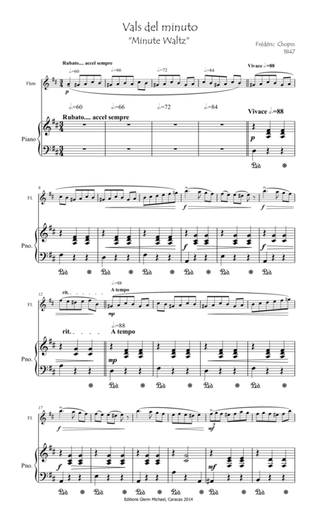 Chopin Minute Waltz For Flute Piano Sheet Music