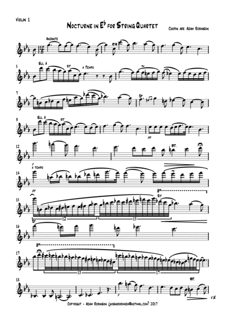 Free Sheet Music Chopin Nocturne In E Flat Major For String Quartet