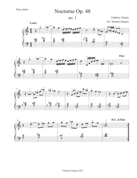 Free Sheet Music Chopin Nocturne Op 48 No 1 For Beginners