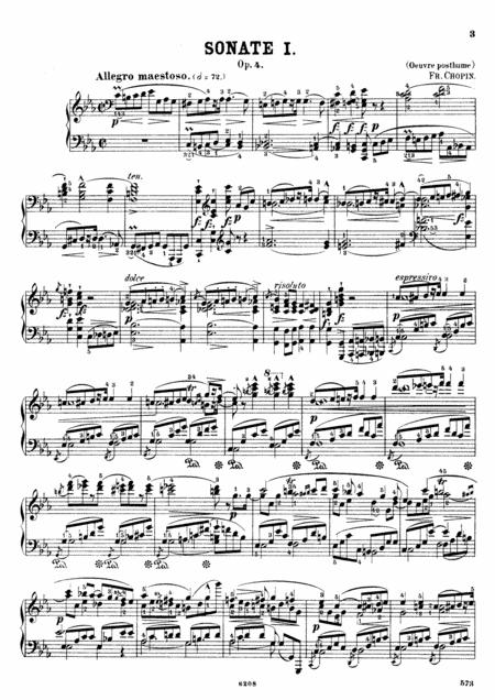 Chopin Piano Sonata No 1 In C Minor Op 4 Full Complete Version Sheet Music