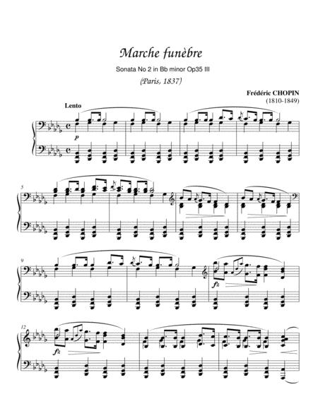 Free Sheet Music Chopin Piano Sonata No 2 In B Flat Minor Op 35 Iii Marche Funbre Lento Complete Version
