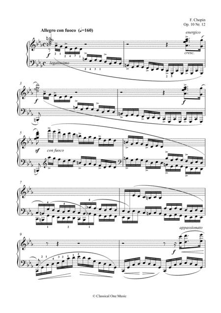 Free Sheet Music Chopin Revolutionary Etude Op 10 No 12