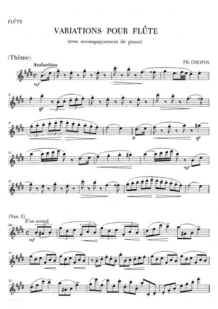 Chopin Variations In E For Flute And Piano B9 Flute Solo Sheet Music