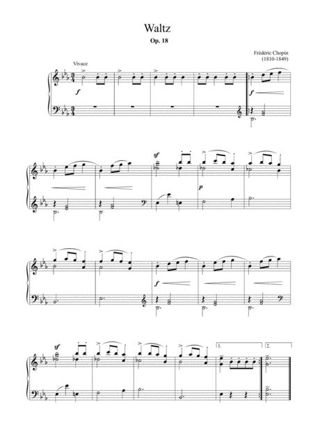 Chopin Waltz Op 18 Easy Piano Arrangement Sheet Music