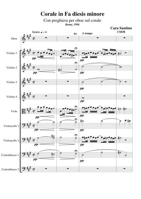 Free Sheet Music Choral In F Sharp Minor For Oboe And String Orchestra