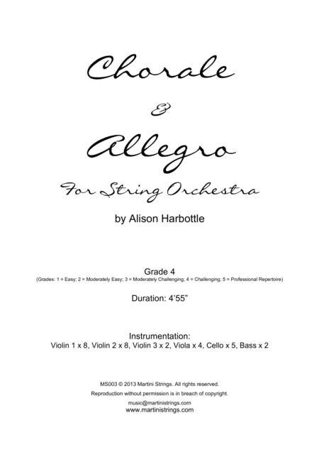 Free Sheet Music Chorale Allegro For String Orchestra