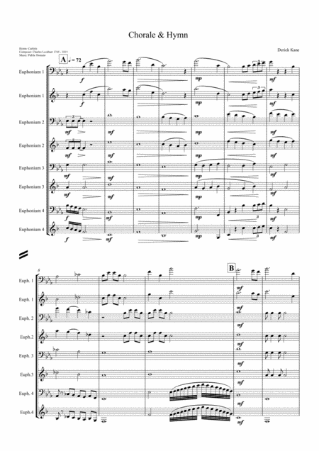 Free Sheet Music Chorale And Hymn By Derick Kane For Euphonium Quartet