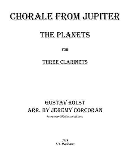 Chorale From Jupiter For Clarinet Trio Sheet Music