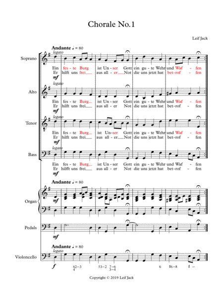 Free Sheet Music Chorale No 1