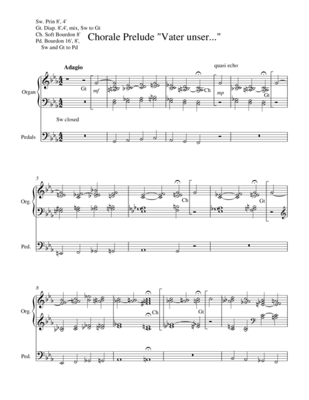 Chorale Prelude For Organ On Vater Unser Our Father Sheet Music