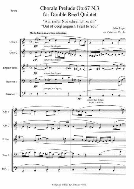 Chorale Prelude Op 67 N 3 For Double Reed Quintet Sheet Music