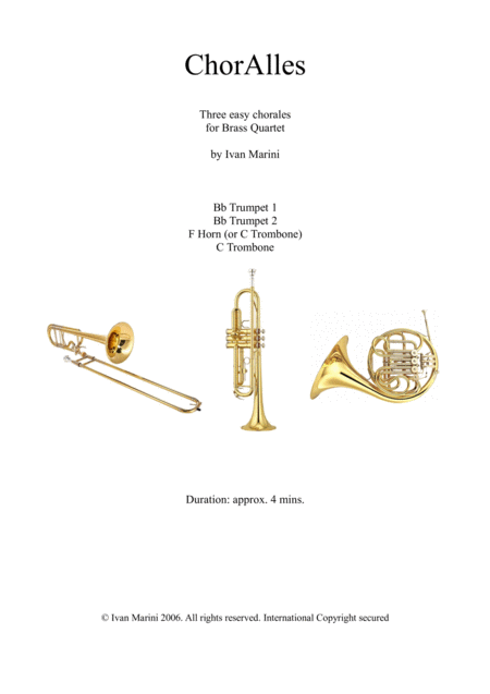 Free Sheet Music Choralles Easy Chorales For Brass Quartet