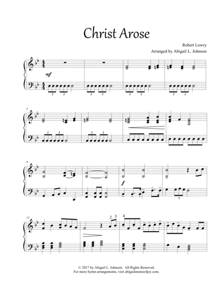 Christ Arose Intermediate Piano Solo Sheet Music