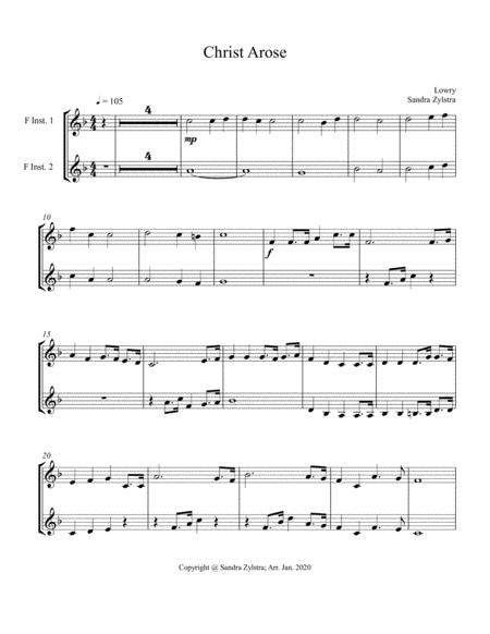 Christ Arose Treble F Instrument Duet Parts Only Sheet Music