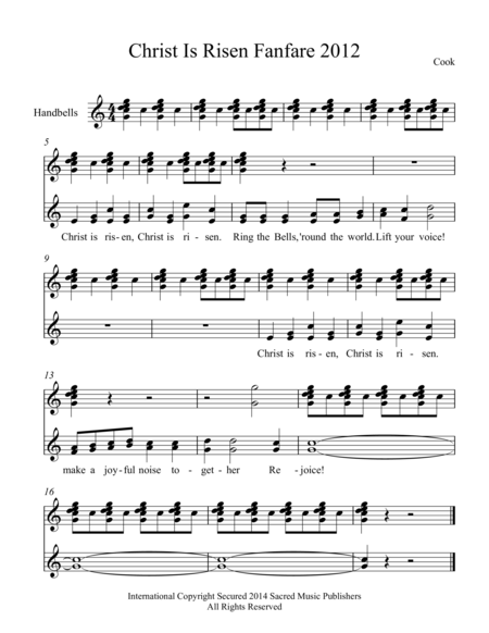 Christ Is Risen Easter Fanfare With Handbells Sheet Music