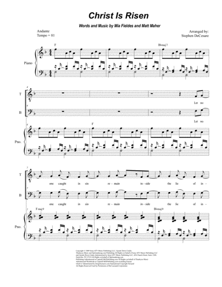 Free Sheet Music Christ Is Risen For Vocal Quartet Satb