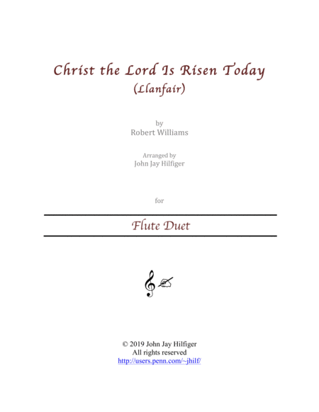 Christ The Lord I Risen Today For Flute Duet Sheet Music