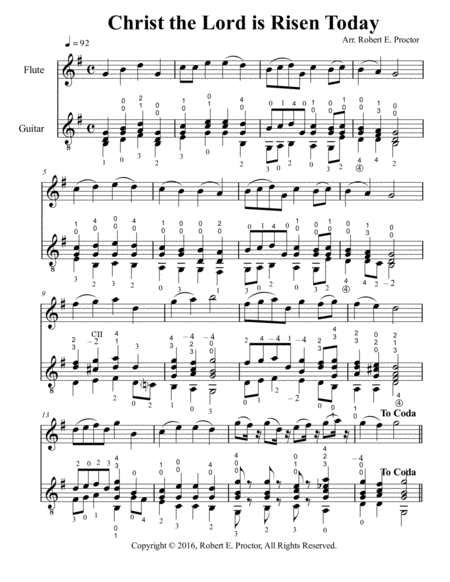 Christ The Lord Is Risen Today Duet For Flute And Guitar Sheet Music