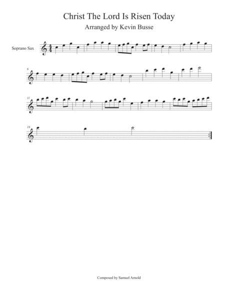 Free Sheet Music Christ The Lord Is Risen Today Easy Key Of C Soprano Sax