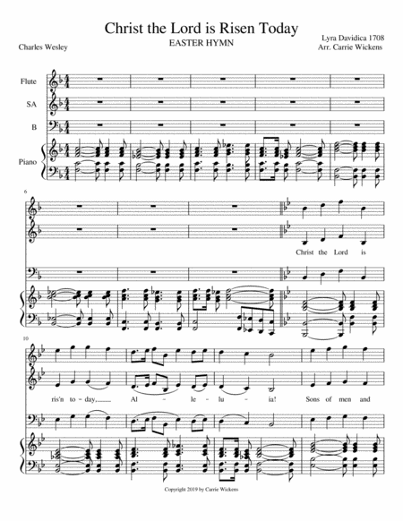 Free Sheet Music Christ The Lord Is Risen Today Sab With Optional Flute