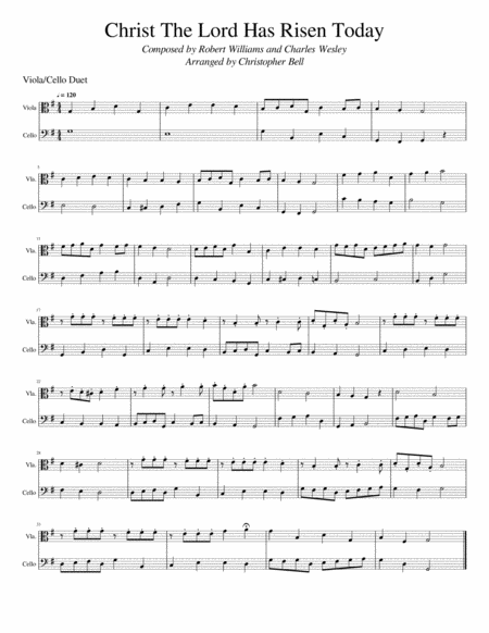 Christ The Lord Is Risen Today Viola Cello Duet Sheet Music