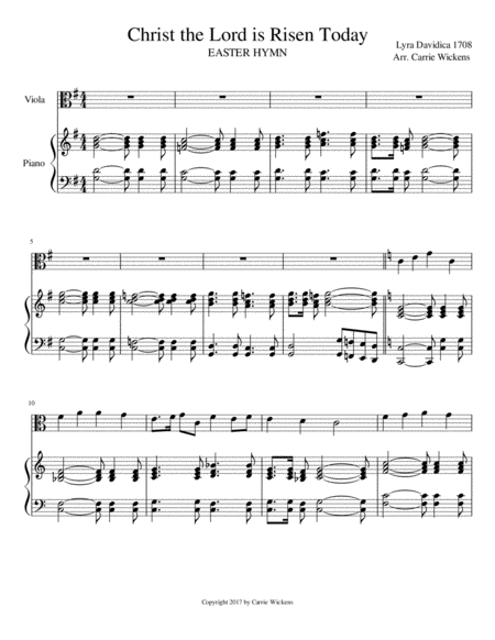 Free Sheet Music Christ The Lord Is Risen Today Viola