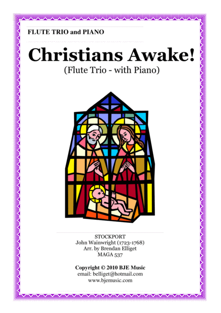 Christians Awake Bb Flute Trio With Piano Accompaniment Score And Parts Pdf Sheet Music