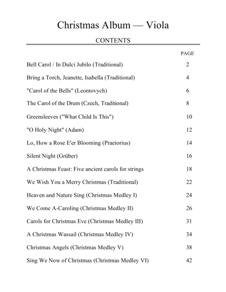 Free Sheet Music Christmas Album For String Quartet Viola