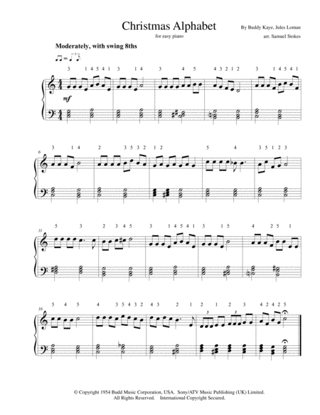 Free Sheet Music Christmas Alphabet For Easy Piano