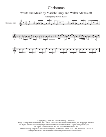 Free Sheet Music Christmas Baby Please Come Home Soprano Sax Solo