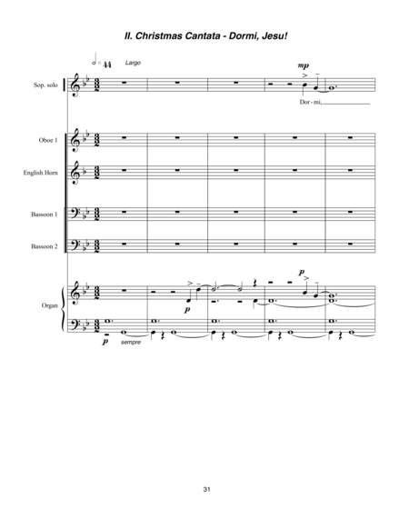 Christmas Cantata 2011 Rev 2014 For Satb Chorus 2 Oboes Eng Horn 2 Bassoons Timpani And Organ Ii Dormi Jesus Sheet Music